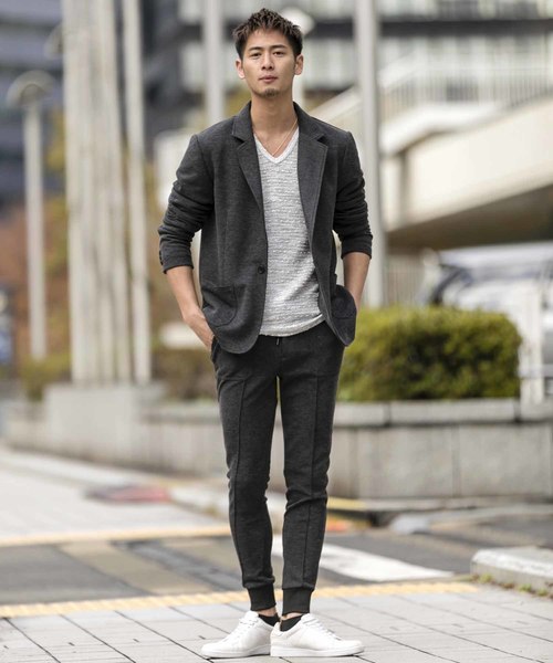 A.S.M（エーエスエム）の「ドビー鹿の子 ／ リラックス 裾リブ イージーパンツ（その他パンツ・メンズ・チャコールグレー/ブラック/ネイビー・48/50/52）」の20枚目の写真