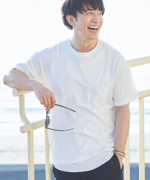 BAYFLOW(ベイフロー)の「スノーウォッシュFINポケS/S TEE(Tシャツ/カットソー・メンズ・ホワイト/ベージュ/ピンク/チャコール・SMALL/MEDIUM/LARGE)」の1枚目の写真