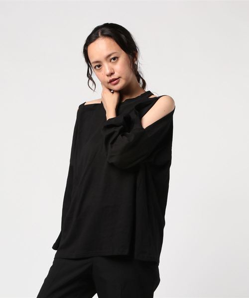 SpRay(スプレイ)の「肩あきTシャツ(Tシャツ/カットソー・レディース・ブラック/パープル/ブラウン/グレー/オフホワイト/グレイッシュベージュ・FREE)」の7枚目の写真