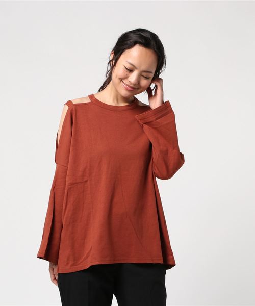 SpRay(スプレイ)の「肩あきTシャツ(Tシャツ/カットソー・レディース・ブラック/パープル/ブラウン/グレー/オフホワイト/グレイッシュベージュ・FREE)」の13枚目の写真