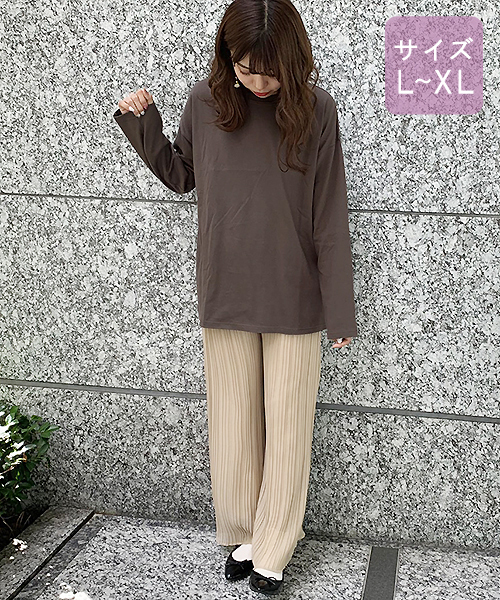 apres jour（アプレジュール）の「【大きいサイズ】ベーシックロングＴシャツ【ZOZOTOWN限定アイテム】（Tシャツ/カットソー・レディース・ダークブラウン/オフホワイト/モカ/ライトベージュ・X-LARGE）」の8枚目の写真