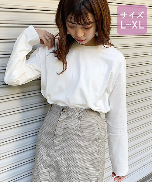 apres jour（アプレジュール）の「【大きいサイズ】ベーシックロングＴシャツ【ZOZOTOWN限定アイテム】（Tシャツ/カットソー・レディース・ダークブラウン/オフホワイト/モカ/ライトベージュ・X-LARGE）」の9枚目の写真
