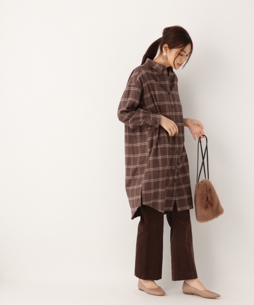 GLOBAL WORK(グローバルワーク)の「ソフトフランネルシャツワンピ/844208(シャツワンピース・レディース・レッド/イエロー/オフホワイト/ベージュ/ダークブラウン・MEDIUM/LARGE)」の7枚目の写真