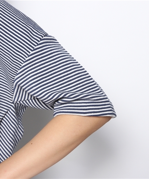 CIAOPANIC（チャオパニック）の「【Ciaopanic】半袖グログランWゴムPO（Tシャツ/カットソー・レディース・ホワイト/ネイビー・FREE）」の6枚目の写真