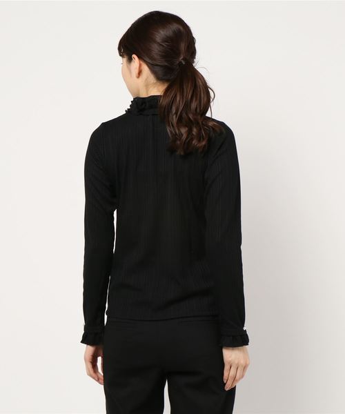 axes femme（アクシーズファム）の「モチーフレース使いフリルＰＯ（Tシャツ/カットソー・レディース・グリーン/キナリ/ラベンダー/ブラック・MEDIUM）」の5枚目の写真