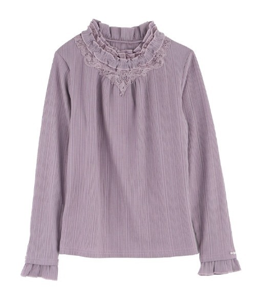 axes femme（アクシーズファム）の「モチーフレース使いフリルＰＯ（Tシャツ/カットソー・レディース・グリーン/キナリ/ラベンダー/ブラック・MEDIUM）」の4枚目の写真