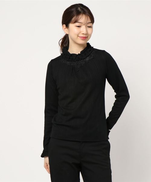 axes femme（アクシーズファム）の「モチーフレース使いフリルＰＯ（Tシャツ/カットソー・レディース・グリーン/キナリ/ラベンダー/ブラック・MEDIUM）」の10枚目の写真