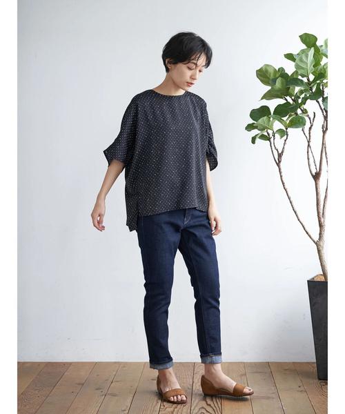 AMERICAN HOLIC（アメリカンホリック）の「ドルマン裾スリットドレープブラウス　＊〇（シャツ/ブラウス・レディース・ドット/アイボリー/グリーン/ネイビー・FREE）」の22枚目の写真