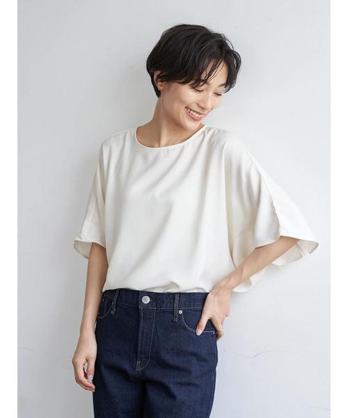 AMERICAN HOLIC（アメリカンホリック）の「ドルマン裾スリットドレープブラウス　＊〇（シャツ/ブラウス・レディース・ドット/アイボリー/グリーン/ネイビー・FREE）」の21枚目の写真