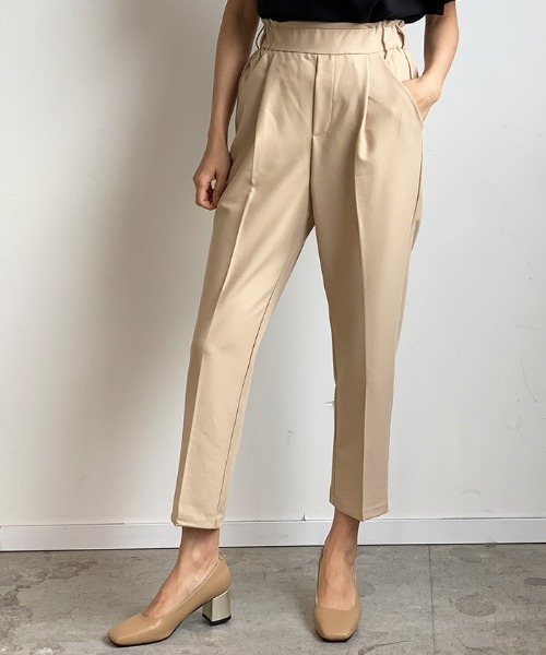 Futier land（フューティアランド）の「美脚シルエットテーパードパンツ（スラックス・レディース・ホワイト/ブラック/ベージュ/マスタード/モカ/ブルーグレー/サンドベージュ/ダークブラウン/ブラウン/レッドパープル/グレイッシュベージュ/ミント/イエロー/グリーン/キャメル/ネイビー・MEDIUM/LARGE/XX-LARGE/X-LARGE/SMALL）」の8枚目の写真