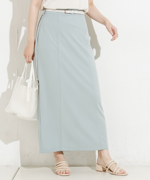 natural couture（ナチュラルクチュール）の「90cm丈ベルト付きカットタイトスカート（スカート・レディース・ブラック/ブラウン/サックスブルー/ライトベージュ・FREE）」の15枚目の写真