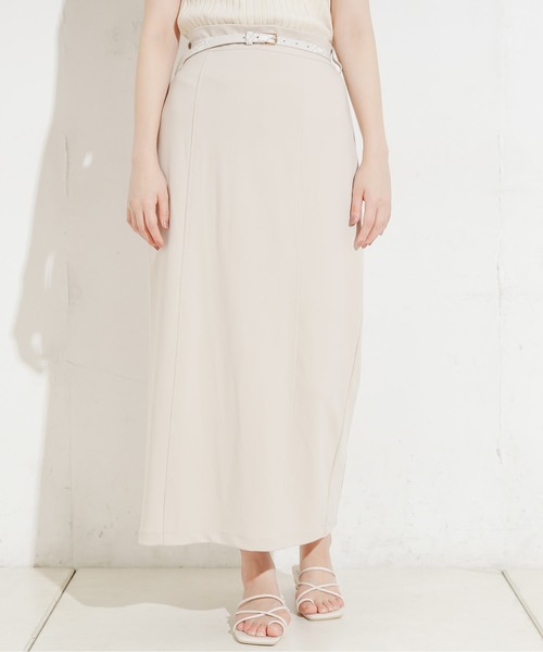 natural couture（ナチュラルクチュール）の「90cm丈ベルト付きカットタイトスカート（スカート・レディース・ブラック/ブラウン/サックスブルー/ライトベージュ・FREE）」の18枚目の写真