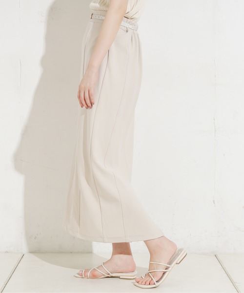 natural couture（ナチュラルクチュール）の「90cm丈ベルト付きカットタイトスカート（スカート・レディース・ブラック/ブラウン/サックスブルー/ライトベージュ・FREE）」の19枚目の写真