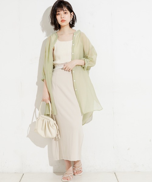 natural couture（ナチュラルクチュール）の「90cm丈ベルト付きカットタイトスカート（スカート・レディース・ブラック/ブラウン/サックスブルー/ライトベージュ・FREE）」の13枚目の写真