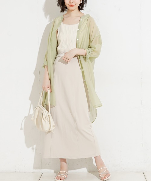 natural couture（ナチュラルクチュール）の「90cm丈ベルト付きカットタイトスカート（スカート・レディース・ブラック/ブラウン/サックスブルー/ライトベージュ・FREE）」の12枚目の写真