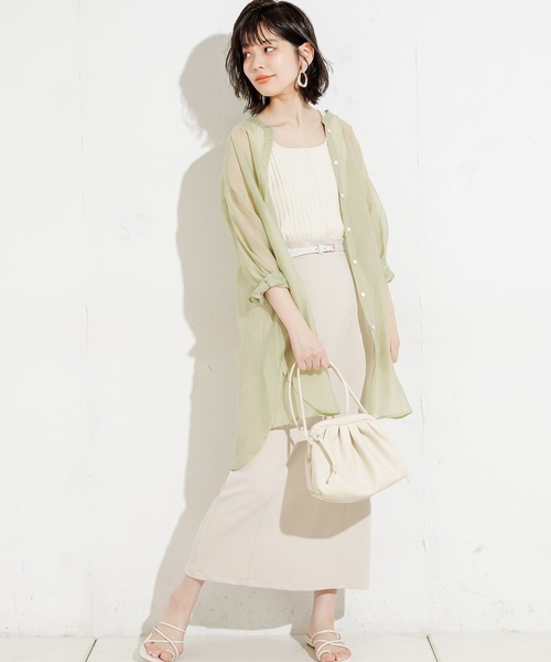 natural couture（ナチュラルクチュール）の「90cm丈ベルト付きカットタイトスカート（スカート・レディース・ブラック/ブラウン/サックスブルー/ライトベージュ・FREE）」の14枚目の写真