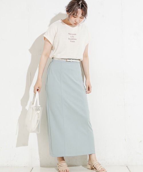 natural couture（ナチュラルクチュール）の「90cm丈ベルト付きカットタイトスカート（スカート・レディース・ブラック/ブラウン/サックスブルー/ライトベージュ・FREE）」の17枚目の写真