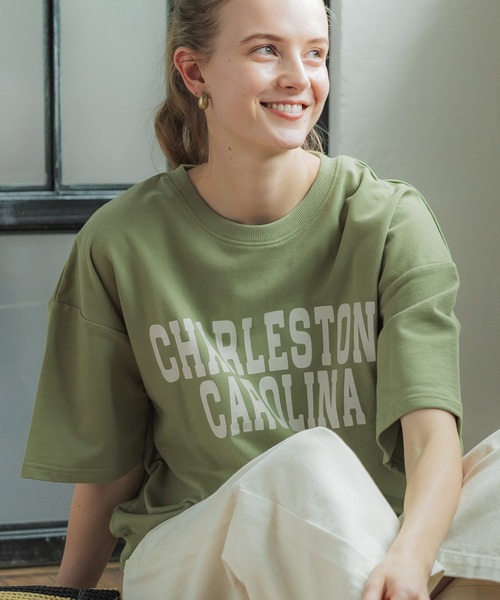 coca（coca）（コカ）の「ロゴスウェットカットソー（Tシャツ/カットソー・レディース・グレー/ネイビー/ライトグレー/アイボリー/カーキ/ブラック/ライトピンク/チャコール・ONE SIZE/S/M/L）」の6枚目の写真