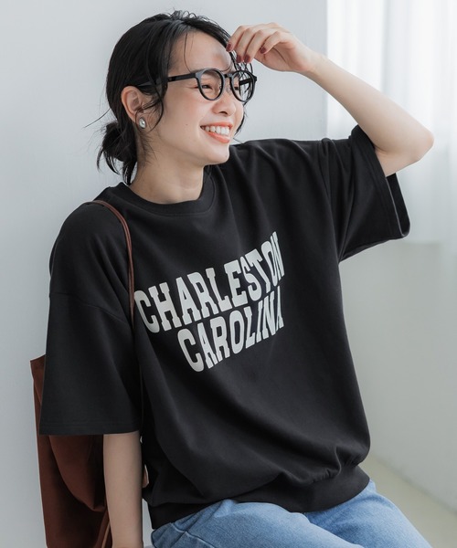 coca（coca）（コカ）の「ロゴスウェットカットソー（Tシャツ/カットソー・レディース・グレー/ネイビー/ライトグレー/アイボリー/カーキ/ブラック/ライトピンク/チャコール・ONE SIZE/S/M/L）」の3枚目の写真