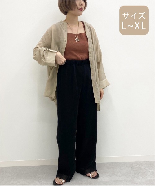 apres jour mignon(アプレジュールミニョン)の「【大きいサイズ】ヘリンボンクリンクルパンツ【ZOZOTOWN限定アイテム】(その他パンツ・レディース・ブラック/カーキ/ブルー/アイボリー/ライトブラウン/マスタード・X-LARGE)」の18枚目の写真
