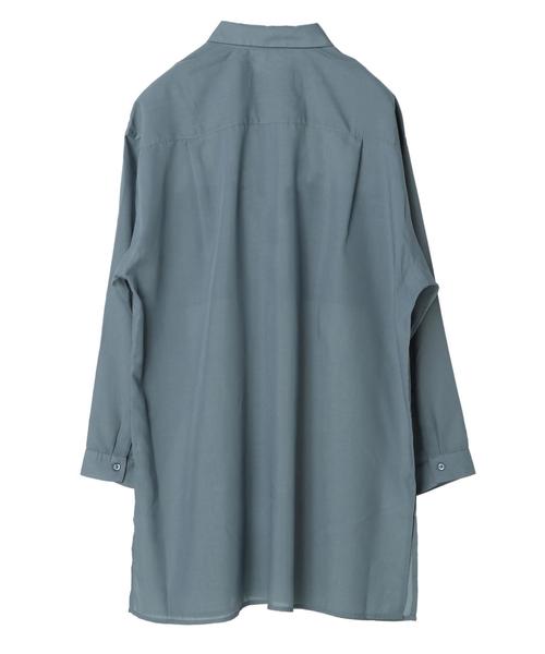 AMERICAN HOLIC（アメリカンホリック）の「BIGポケットシアーシャツチュニック　〇＊（チュニック・レディース・チャコールグレー/ブラウン/サックスブルー/グレイッシュベージュ・FREE）」の20枚目の写真