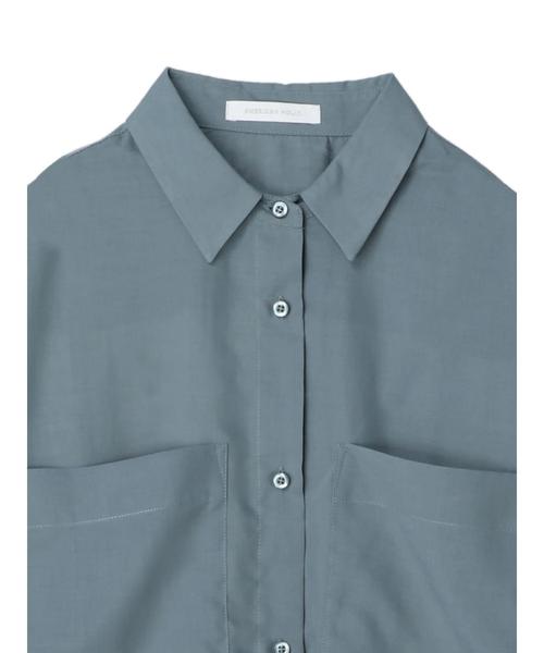 AMERICAN HOLIC（アメリカンホリック）の「BIGポケットシアーシャツチュニック　〇＊（チュニック・レディース・チャコールグレー/ブラウン/サックスブルー/グレイッシュベージュ・FREE）」の19枚目の写真