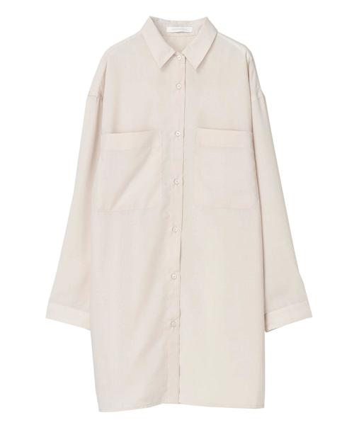 AMERICAN HOLIC（アメリカンホリック）の「BIGポケットシアーシャツチュニック　〇＊（チュニック・レディース・チャコールグレー/ブラウン/サックスブルー/グレイッシュベージュ・FREE）」の15枚目の写真