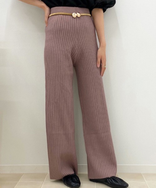 apres jour(アプレジュール)の「ニットリブイージーパンツ【ZOZOTOWN限定アイテム】(その他パンツ・レディース・モカ/アイボリー/ダークブラウン/スモークピンク/ライトベージュ・MEDIUM/SMALL)」の5枚目の写真