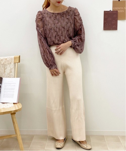apres jour(アプレジュール)の「ニットリブイージーパンツ【ZOZOTOWN限定アイテム】(その他パンツ・レディース・モカ/アイボリー/ダークブラウン/スモークピンク/ライトベージュ・MEDIUM/SMALL)」の8枚目の写真