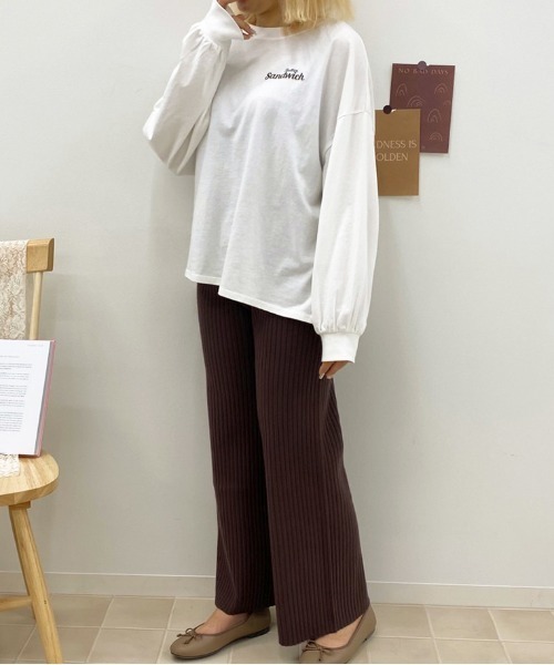 apres jour(アプレジュール)の「ニットリブイージーパンツ【ZOZOTOWN限定アイテム】(その他パンツ・レディース・モカ/アイボリー/ダークブラウン/スモークピンク/ライトベージュ・MEDIUM/SMALL)」の12枚目の写真