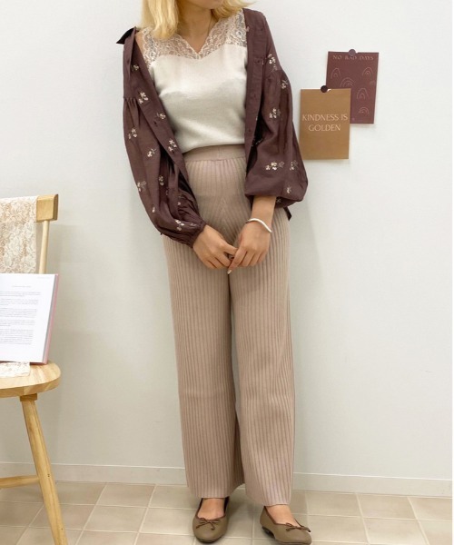 apres jour(アプレジュール)の「ニットリブイージーパンツ【ZOZOTOWN限定アイテム】(その他パンツ・レディース・モカ/アイボリー/ダークブラウン/スモークピンク/ライトベージュ・MEDIUM/SMALL)」の20枚目の写真