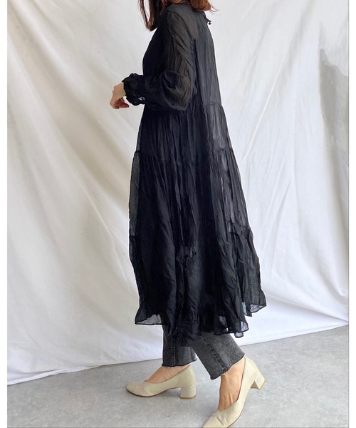 She's Closet(シーズクローゼット)の「シフォンランダムプリーツロングティアードワンピース(ワンピース・レディース・ブラック/パープル系その他・FREE)」の11枚目の写真