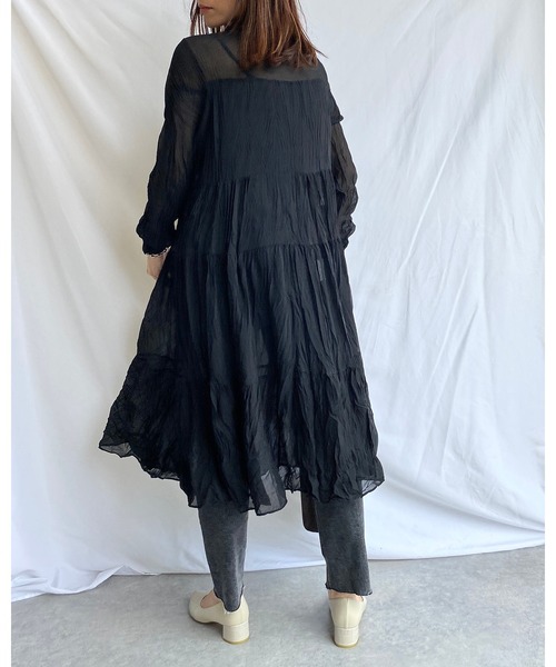 She's Closet(シーズクローゼット)の「シフォンランダムプリーツロングティアードワンピース(ワンピース・レディース・ブラック/パープル系その他・FREE)」の13枚目の写真