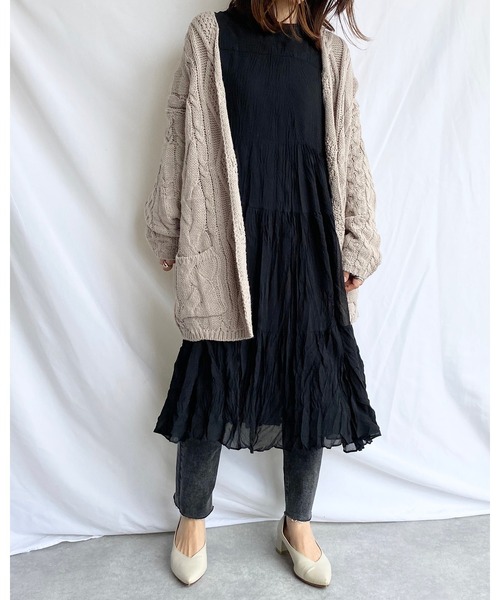 She's Closet(シーズクローゼット)の「シフォンランダムプリーツロングティアードワンピース(ワンピース・レディース・ブラック/パープル系その他・FREE)」の14枚目の写真