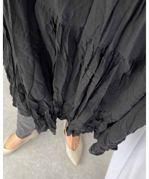 She's Closet(シーズクローゼット)の「シフォンランダムプリーツロングティアードワンピース(ワンピース・レディース・ブラック/パープル系その他・FREE)」の16枚目の写真