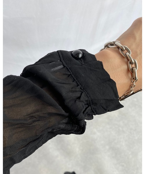 She's Closet(シーズクローゼット)の「シフォンランダムプリーツロングティアードワンピース(ワンピース・レディース・ブラック/パープル系その他・FREE)」の17枚目の写真