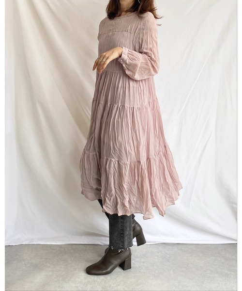 She's Closet(シーズクローゼット)の「シフォンランダムプリーツロングティアードワンピース(ワンピース・レディース・ブラック/パープル系その他・FREE)」の19枚目の写真