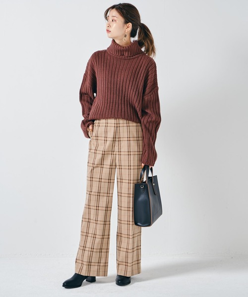 CONSCIOUS DAY(コンシャスデイ)の「センタープレスワイドパンツ(その他パンツ・レディース・ブラック/ベージュ/ブラウン・フリ-)」の1枚目の写真