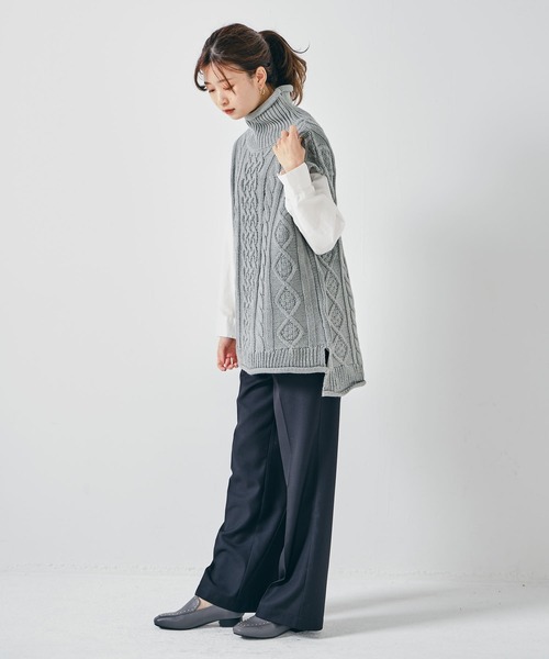 CONSCIOUS DAY(コンシャスデイ)の「センタープレスワイドパンツ(その他パンツ・レディース・ブラック/ベージュ/ブラウン・フリ-)」の2枚目の写真