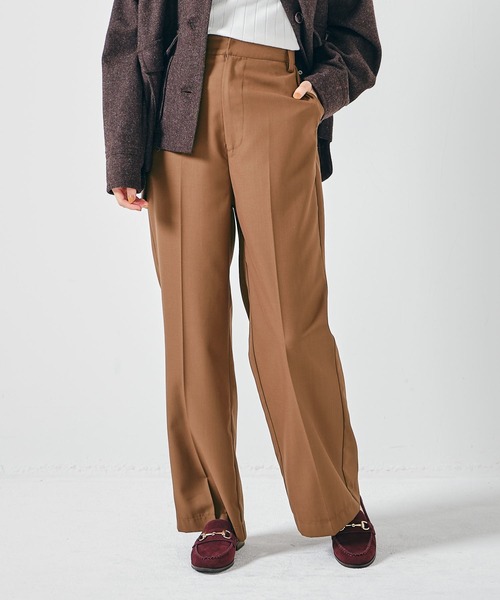 CONSCIOUS DAY(コンシャスデイ)の「センタープレスワイドパンツ(その他パンツ・レディース・ブラック/ベージュ/ブラウン・フリ-)」の6枚目の写真