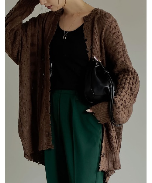 Re:EDIT（リエディ） オーバーサイズダメージニットプルオーバー Re:EDIT（リエディ）の「アウトリンキングダメージニットプルオーバー