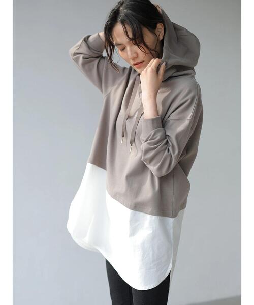 AMERICAN HOLIC(アメリカンホリック)の「フード付きドッキングチュニック *(Tシャツ/カットソー・レディース・アイボリー/モカ/ネイビー・FREE)」の5枚目の写真