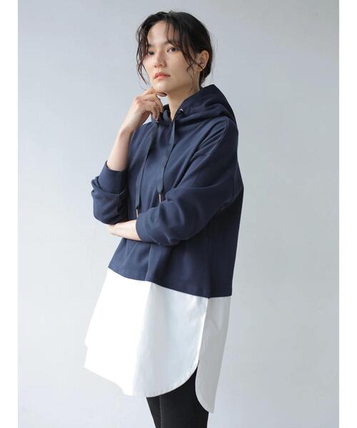 AMERICAN HOLIC(アメリカンホリック)の「フード付きドッキングチュニック *(Tシャツ/カットソー・レディース・アイボリー/モカ/ネイビー・FREE)」の6枚目の写真