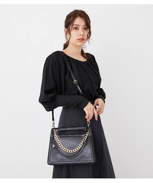 rienda(リエンダ)の「2WAY レエクタアングルバッグ(ハンドバッグ・レディース・ライトブラウン/ブラック/ライトベージュ・FREE)」の1枚目の写真