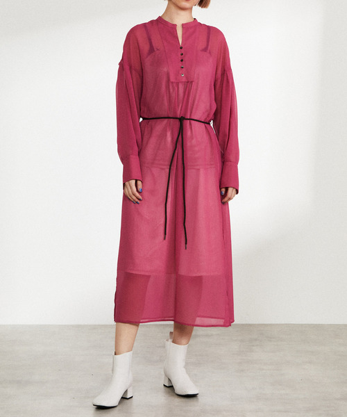 nota（ノータ）の「フロントボタンギャザーワンピース（ワンピース・レディース・ピンク/オフホワイト/グリーン/アイボリー・FREE）」の4枚目の写真