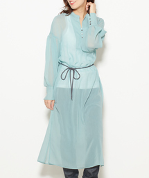 フロントボタンギャザーワンピース