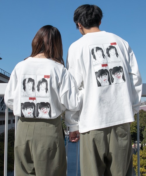 PairPair(ペアペア)の「レトロガールロンT(ユニセックス)(Tシャツ/カットソー・レディース・オフホワイト/ホワイト系その他/ブラック系その他/スミクロ・FREE)」の2枚目の写真
