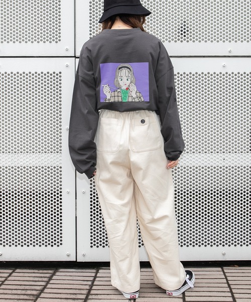 PairPair(ペアペア)の「レトロガールロンT(ユニセックス)(Tシャツ/カットソー・レディース・オフホワイト/ホワイト系その他/ブラック系その他/スミクロ・FREE)」の6枚目の写真