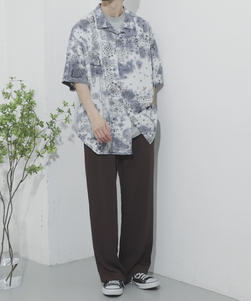 SENSE OF PLACE by URBAN RESEARCH(センスオブプレイスバイアーバンリサーチ)の「タイダイバンダナシャツ(5分袖)(シャツ/ブラウス・メンズ・ブルー/チャコールグレー・LARGE/MEDIUM)」の5枚目の写真