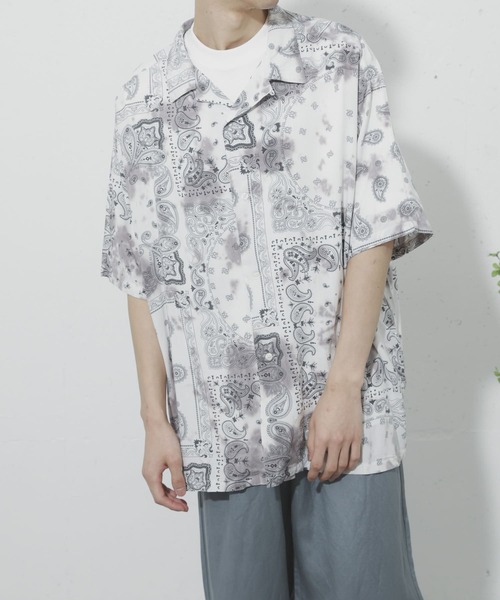 SENSE OF PLACE by URBAN RESEARCH(センスオブプレイスバイアーバンリサーチ)の「タイダイバンダナシャツ(5分袖)(シャツ/ブラウス・メンズ・ブルー/チャコールグレー・LARGE/MEDIUM)」の6枚目の写真